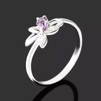 Кольцо аметист (серебро 925 пр. родир. бел.) огранка размер 17,5