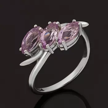 Кольцо аметист (серебро 925 пр. родир. бел.) огранка размер 17,5