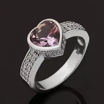 Кольцо аметист (серебро 925 пр. родир. бел.) огранка размер 17,5