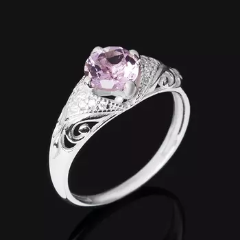 Кольцо аметист (серебро 925 пр. родир. бел.) огранка размер 17