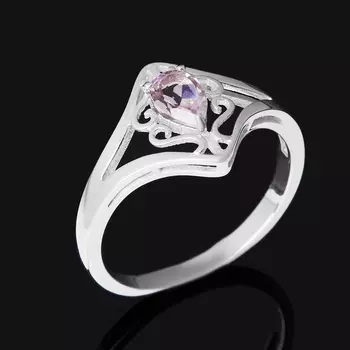 Кольцо аметист (серебро 925 пр. родир. бел.) огранка размер 17