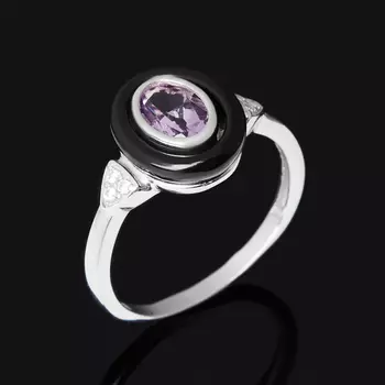 Кольцо аметист (серебро 925 пр. родир. бел.) огранка размер 17