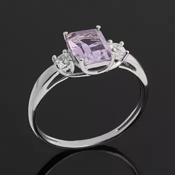 Кольцо аметист (серебро 925 пр. родир. бел.) огранка размер 18