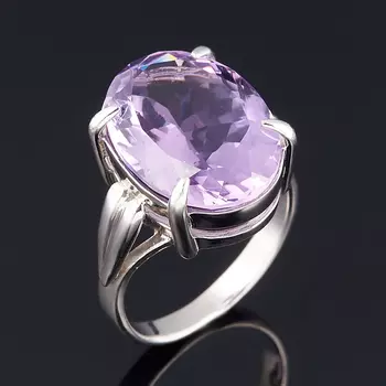Кольцо аметист (серебро 925 пр. родир. бел.) огранка размер 18