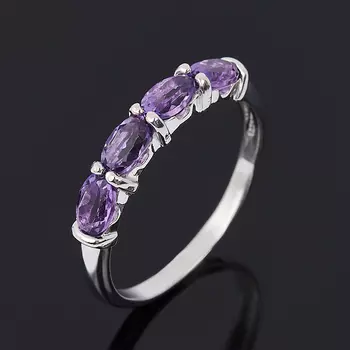 Кольцо аметист (серебро 925 пр. родир. бел.) огранка размер 18