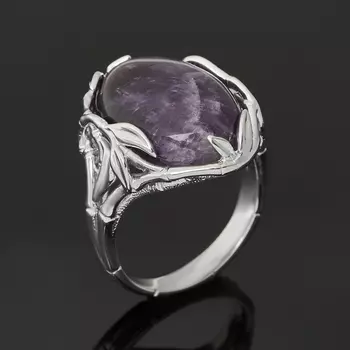 Кольцо аметист (серебро 925 пр. родир. бел.) размер 17,5
