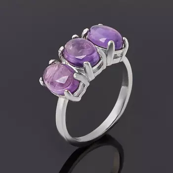 Кольцо аметист (серебро 925 пр. родир. бел.) размер 18