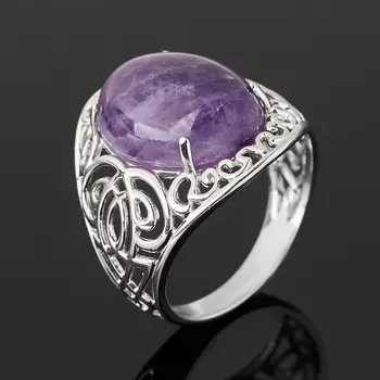 Кольцо аметист (серебро 925 пр. родир. бел.) размер 18