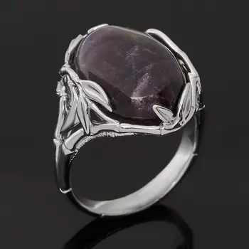 Кольцо аметист (серебро 925 пр. родир. бел.) размер 18