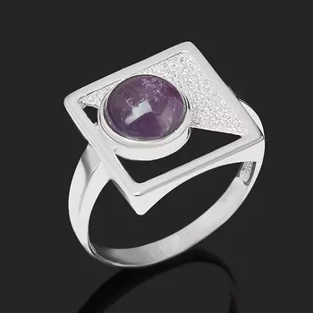 Кольцо аметист (серебро 925 пр. родир. бел.) размер 19