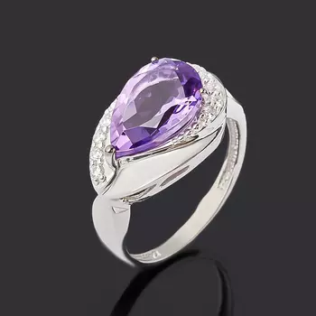 Кольцо аметист (серебро 925 пр. родир. бел., родир. черн.) огранка размер 18