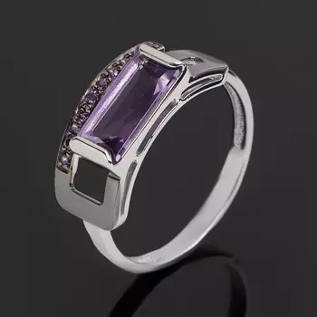 Кольцо аметист (серебро 925 пр. родир. бел., родир. черн.) огранка размер 18