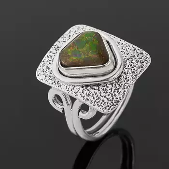 Кольцо аммолит (серебро 925 пр. оксидир.) размер 17