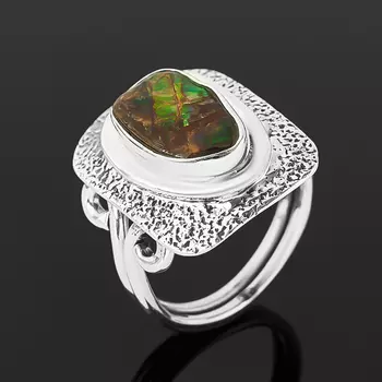 Кольцо аммолит (серебро 925 пр. оксидир.) размер 16,5