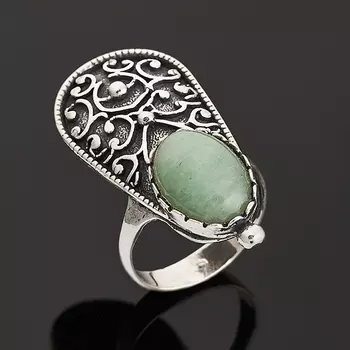 Кольцо авантюрин зеленый (серебро 925 пр.) размер 18