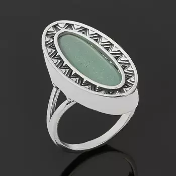 Кольцо авантюрин зеленый (серебро 925 пр. оксидир.) размер 18