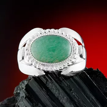 Кольцо авантюрин зеленый (серебро 925 пр.) размер 22