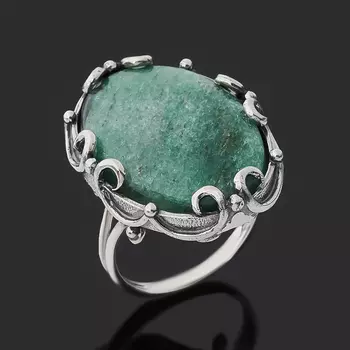 Кольцо авантюрин зеленый (серебро 925 пр. оксидир.) размер 18,5