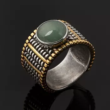 Кольцо авантюрин зеленый (серебро 925 пр. позолота) размер 17,5