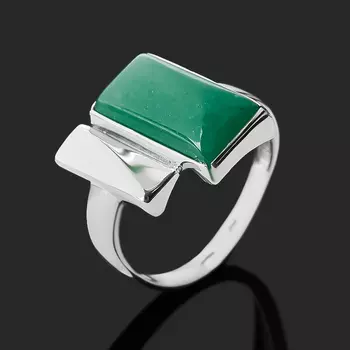 Кольцо авантюрин зеленый (серебро 925 пр. родир. бел.) размер 18,5