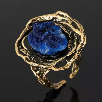 Кольцо азурит (бронза) (регулируемый) размер 18