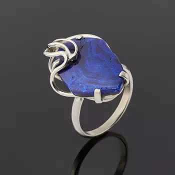 Кольцо азурит (дублет) (нейзильбер) размер 18,5