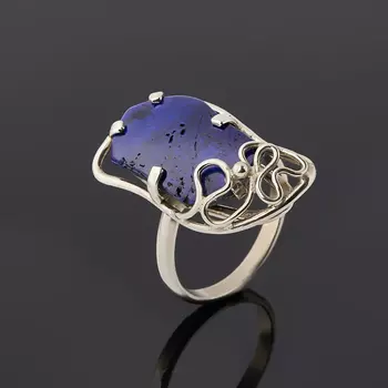 Кольцо азурит (дублет) (нейзильбер) размер 18
