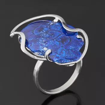 Кольцо азурит (нейзильбер) размер 18