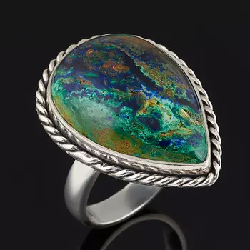 Кольцо азуромалахит (серебро 925 пр.) (регулируемый) размер 18