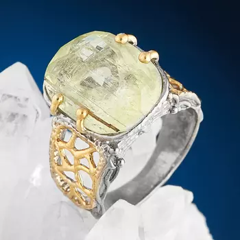 Кольцо берилл желтый (гелиодор) (серебро 925 пр. позолота, родир. сер.) огранка размер 17