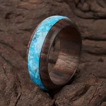 Кольцо бирюза (дерево) размер 18