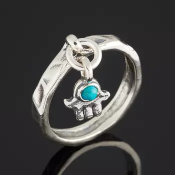 Кольцо бирюза пресс (серебро 925 пр. оксидир.) размер 16,5