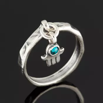 Кольцо бирюза пресс (серебро 925 пр. оксидир.) размер 18