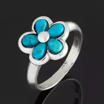 Кольцо бирюза пресс (серебро 925 пр. оксидир.) размер 17