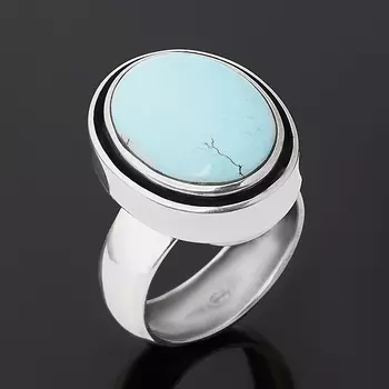 Кольцо бирюза (серебро 925 пр. оксидир.) размер 17