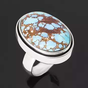 Кольцо бирюза (серебро 925 пр. оксидир.) размер 18