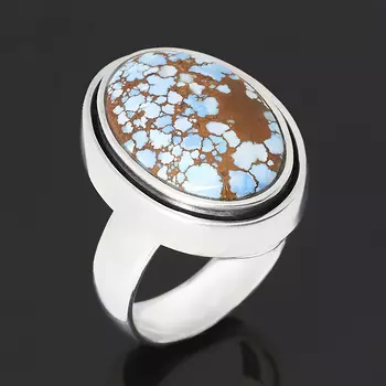 Кольцо бирюза (серебро 925 пр. оксидир.) размер 18