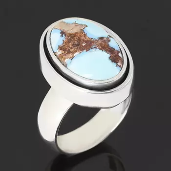 Кольцо бирюза (серебро 925 пр. оксидир.) размер 18