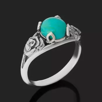 Кольцо бирюза (серебро 925 пр. оксидир.) размер 18,5