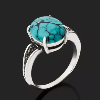Кольцо бирюза (серебро 925 пр. оксидир.) размер 17,5