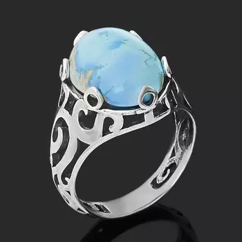 Кольцо бирюза (серебро 925 пр. оксидир.) размер 18,5