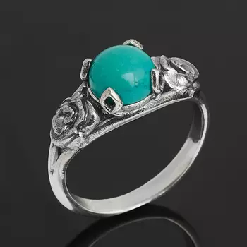 Кольцо бирюза (серебро 925 пр. оксидир.) размер 18,5