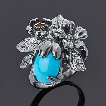 Кольцо бирюза (серебро 925 пр.) размер 17