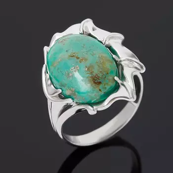 Кольцо бирюза (серебро 925 пр. родир. бел.) размер 17,5