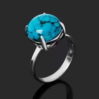 Кольцо бирюза (серебро 925 пр. родир. бел.) размер 17