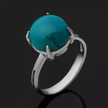 Кольцо бирюза (серебро 925 пр. родир. бел.) размер 18,5