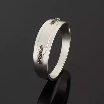 Кольцо бриллиант черный огранка (серебро 925 пр.) размер 19