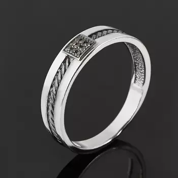 Кольцо бриллиант (серебро 925 пр. родир. бел.) размер 18,5