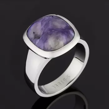 Кольцо чароит (хир. сталь) размер 19,5