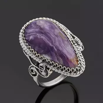 Кольцо чароит (нейзильбер) размер 16,5